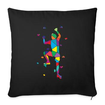 Low Poly Bergsteiger Polygon Wandklettern - Sofakissenbezug 45 x 45 cm - Schwarz - Vorne