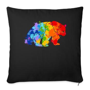 Farbspritzer Panda Bunter Panda - Sofakissenbezug 45 x 45 cm - Schwarz - Vorne