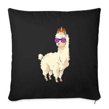 Lama wearing the crown of the Queen of England - Sofa pillowcase 17,3'' x 17,3'' (45 x 45 cm) - black - Front
