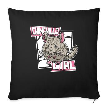 Chinchilla Girl Longhair Shorttail Long Tail - Sofa pillowcase 17,3'' x 17,3'' (45 x 45 cm) - black - Front