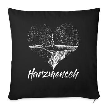 Harz Wandern Harzer Herz Brocken - Sofakissenbezug 45 x 45 cm - Schwarz - Vorne