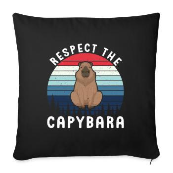 Retro Respect the Capybara - Capybara Fans - Sofakissenbezug 45 x 45 cm - Schwarz - Vorne