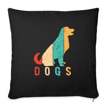 Chien propriétaire de chien mâle Wauwau rétro à quatre pattes - Housse de coussin décorative 45 x 45 cm - noir - Devant