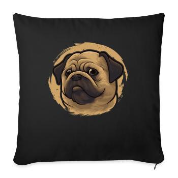 Carlin Wauwau chien à quatre pattes propriétaire chien carlin - Housse de coussin décorative 45 x 45 cm - noir - Devant
