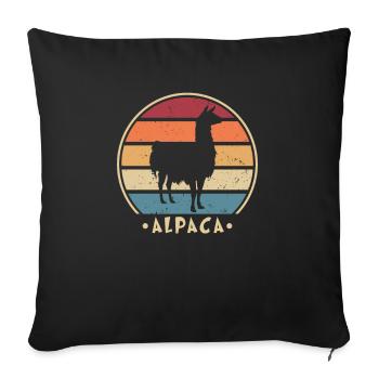 Retro Alpaca Pako Lama Huacaya Alpaca Breeder - Sofa pillowcase 17,3'' x 17,3'' (45 x 45 cm) - black - Front