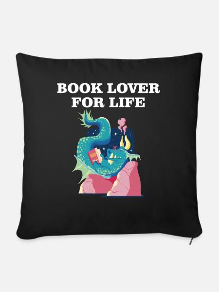 Book Lover for Life - Sofakissenbezug 45 x 45 cm - Schwarz