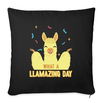 Quelle journée incroyable Alpaga Pako Lama - Housse de coussin décorative 45 x 45 cm - noir - Devant