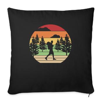 Trekking Randonnée Randonnée Randonnée Randonnée pédestre - Housse de coussin décorative 45 x 45 cm - noir - Devant
