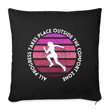 Progress outside the comfort zone - Sofa pillowcase 17,3'' x 17,3'' (45 x 45 cm) - black - Front