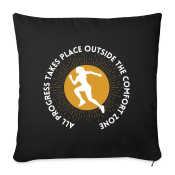 Le progrès se fait en dehors de la zone de confort - Housse de coussin décorative 45 x 45 cm - noir - Devant