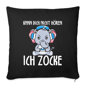 Kann Dich Nicht Hören Ich Zocke Gamer Elefant - Sofakissenbezug 45 x 45 cm - Schwarz - Vorne