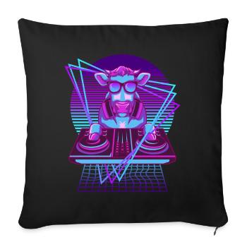 Party Musik Techno Rinder Vaporwave DJ Kuh - Sofakissenbezug 45 x 45 cm - Schwarz - Vorne