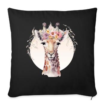 Cute Giraffe Flower Crown Africa Safari Animal - Sofakissenbezug 45 x 45 cm - Schwarz - Vorne