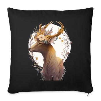 Cute Watercolor Antelope Flower Crown Floral Boho - Sofakissenbezug 45 x 45 cm - Schwarz - Vorne