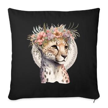Cute Cheetah Flower Crown Boho Aesthetic - Sofakissenbezug 45 x 45 cm - Schwarz - Vorne