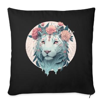 White Bengal Tiger Flower Crown Watercolor Safari - Sofa pillowcase 17,3'' x 17,3'' (45 x 45 cm) - black - Front