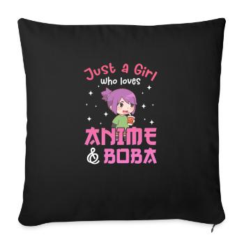 Bubble Tea Anime - Housse de coussin décorative 45 x 45 cm - noir - Devant