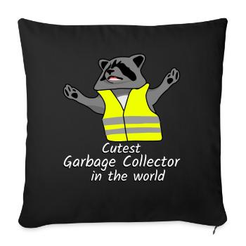 raton laveur raton laveur éboueur - Housse de coussin décorative 45 x 45 cm - noir - Devant