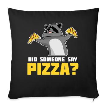 Raccoon with pizza - Sofa pillowcase 17,3'' x 17,3'' (45 x 45 cm) - black - Front