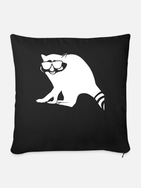 Waschbär mit Sonnenbrille - Sofakissenbezug 45 x 45 cm - Schwarz