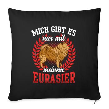 Gibt es nur mit Eurasier Spitz Eurasian Dog - Sofakissenbezug 45 x 45 cm - Schwarz - Vorne