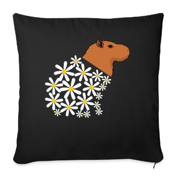 Daisy capybara from flowers - Sofa pillowcase 17,3'' x 17,3'' (45 x 45 cm) - black - Front