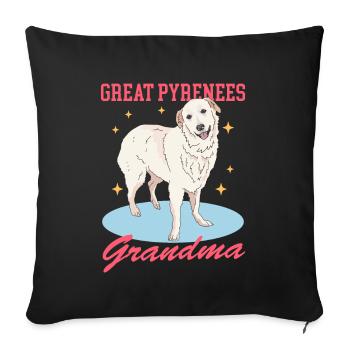 Chien de montagne des Pyrénées Grand-mère Chien Propriétaire Cadeau - Housse de coussin décorative 45 x 45 cm - noir - Devant