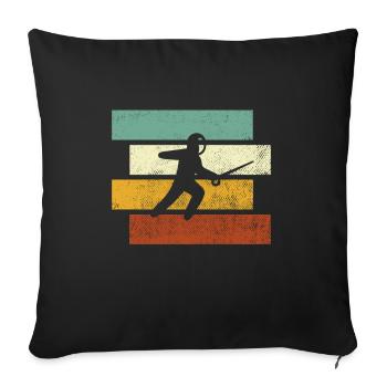 Fechten Retro - Sofakissenbezug 45 x 45 cm - Schwarz - Vorne