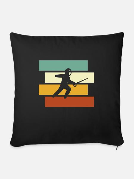 Fechten Retro - Sofakissenbezug 45 x 45 cm - Schwarz