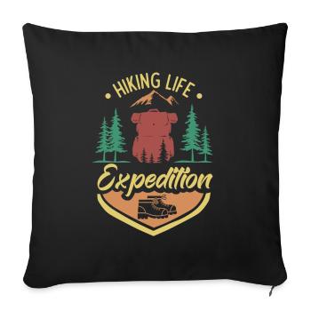 Hiking Life Expedition Hiking Trekking - Sofa pillowcase 17,3'' x 17,3'' (45 x 45 cm) - black - Front