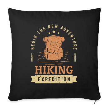Nouvelle aventure Randonnée Expédition Randonnée Randonnée - Housse de coussin décorative 45 x 45 cm - noir - Devant