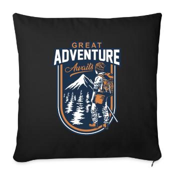 Great Adventure Awaits Bergwandern Hiking - Sofa pillowcase 17,3'' x 17,3'' (45 x 45 cm) - black - Front