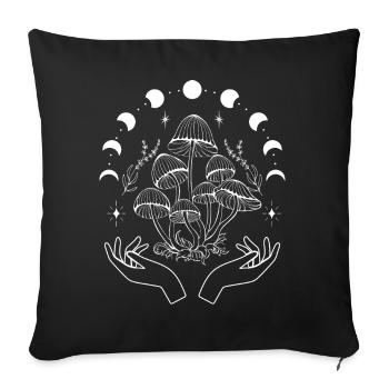 Boho Mushrooms Cottage Core Aesthetic Goblincore - Sofa pillowcase 17,3'' x 17,3'' (45 x 45 cm) - black - Front