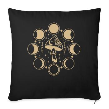 Boho Mushrooms Cottage Core Aesthetic Goblincore - Sofa pillowcase 17,3'' x 17,3'' (45 x 45 cm) - black - Front