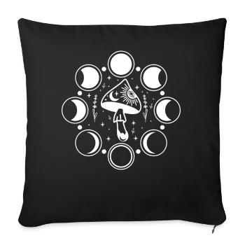 Boho Mushrooms Cottage Core Aesthetic Goblincore - Sofa pillowcase 17,3'' x 17,3'' (45 x 45 cm) - black - Front