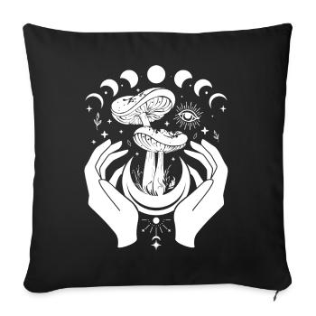 Boho Mushrooms Cottage Core Aesthetic Goblincore - Sofa pillowcase 17,3'' x 17,3'' (45 x 45 cm) - black - Front