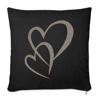 Tissu double du cœur - Housse de coussin décorative 45 x 45 cm - noir - Devant