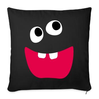 Freches Monster Lachen Zähne Kinder Comic lustig - Sofakissenbezug 45 x 45 cm - Schwarz - Vorne