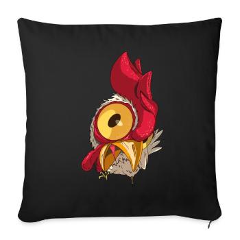 Funny chicken farm rooster from the chicken farm - Sofa pillowcase 17,3'' x 17,3'' (45 x 45 cm) - black - Front