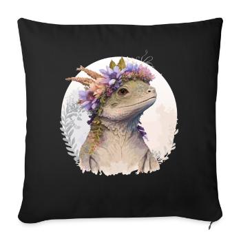 Watercolor Lizard Flower Crown Floral Reptile Love - Sofakissenbezug 45 x 45 cm - Schwarz - Vorne