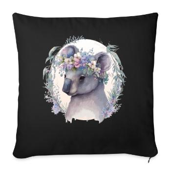 Cute Koala Bear Flower Crown Floral Koala Lover - Sofakissenbezug 45 x 45 cm - Schwarz - Vorne
