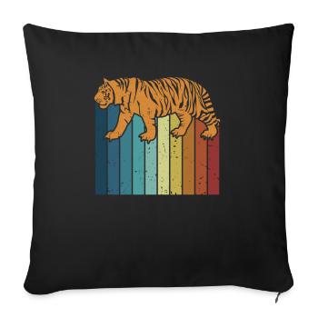 Retro Big Cat King Tiger Wildcat Siberian - Sofa pillowcase 17,3'' x 17,3'' (45 x 45 cm) - black - Front