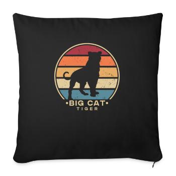 Big Cat Tiger King Tiger Wildcat Siberian - Sofa pillowcase 17,3'' x 17,3'' (45 x 45 cm) - black - Front