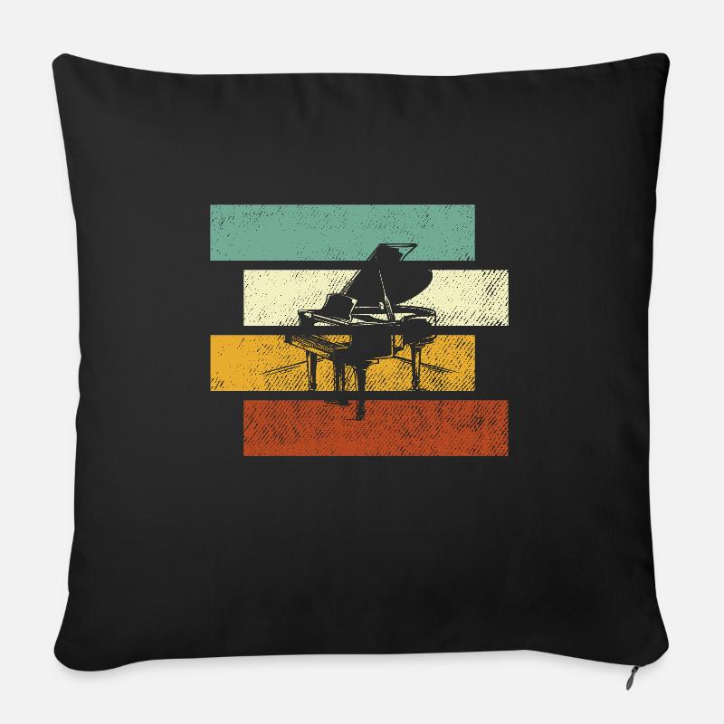 Klavier Retro - Sofakissenbezug 45 x 45 cm - Schwarz