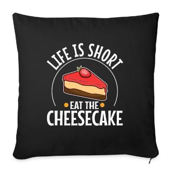 La vie est courte manger le gâteau - Housse de coussin décorative 45 x 45 cm - noir - Devant