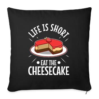La vie est courte manger le gâteau - Housse de coussin décorative 45 x 45 cm - noir - Devant