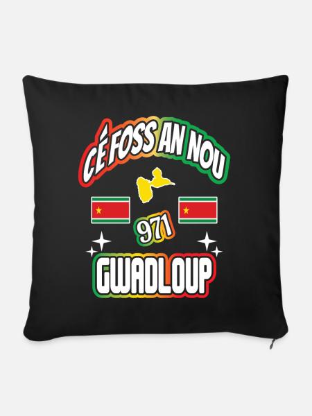 cadeau Cé Foss An Nou 971 Gwadloup Guadeloupe - Housse de coussin décorative 45 x 45 cm - noir