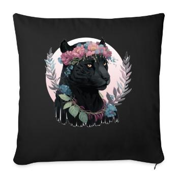 Mignon Aquarelle Noire Fleur Fanther Couronne Boho Ae - Housse de coussin décorative 45 x 45 cm - noir - Devant