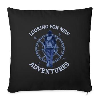 Looking For New Adventures Trekking Mountain Hiking - Sofa pillowcase 17,3'' x 17,3'' (45 x 45 cm) - black - Front