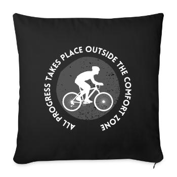 MTB Road Bike Cyclist Leave your comfort zone - Sofa pillowcase 17,3'' x 17,3'' (45 x 45 cm) - black - Front